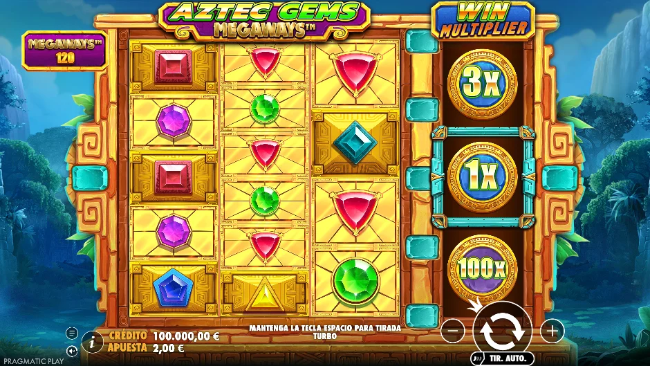 Aztec Gems Megaways — pantalla del juego